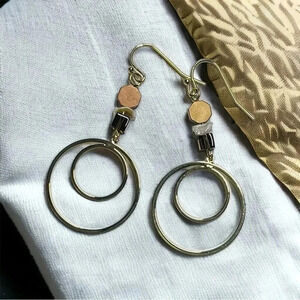 14K Gold Plated Dangle Hoops